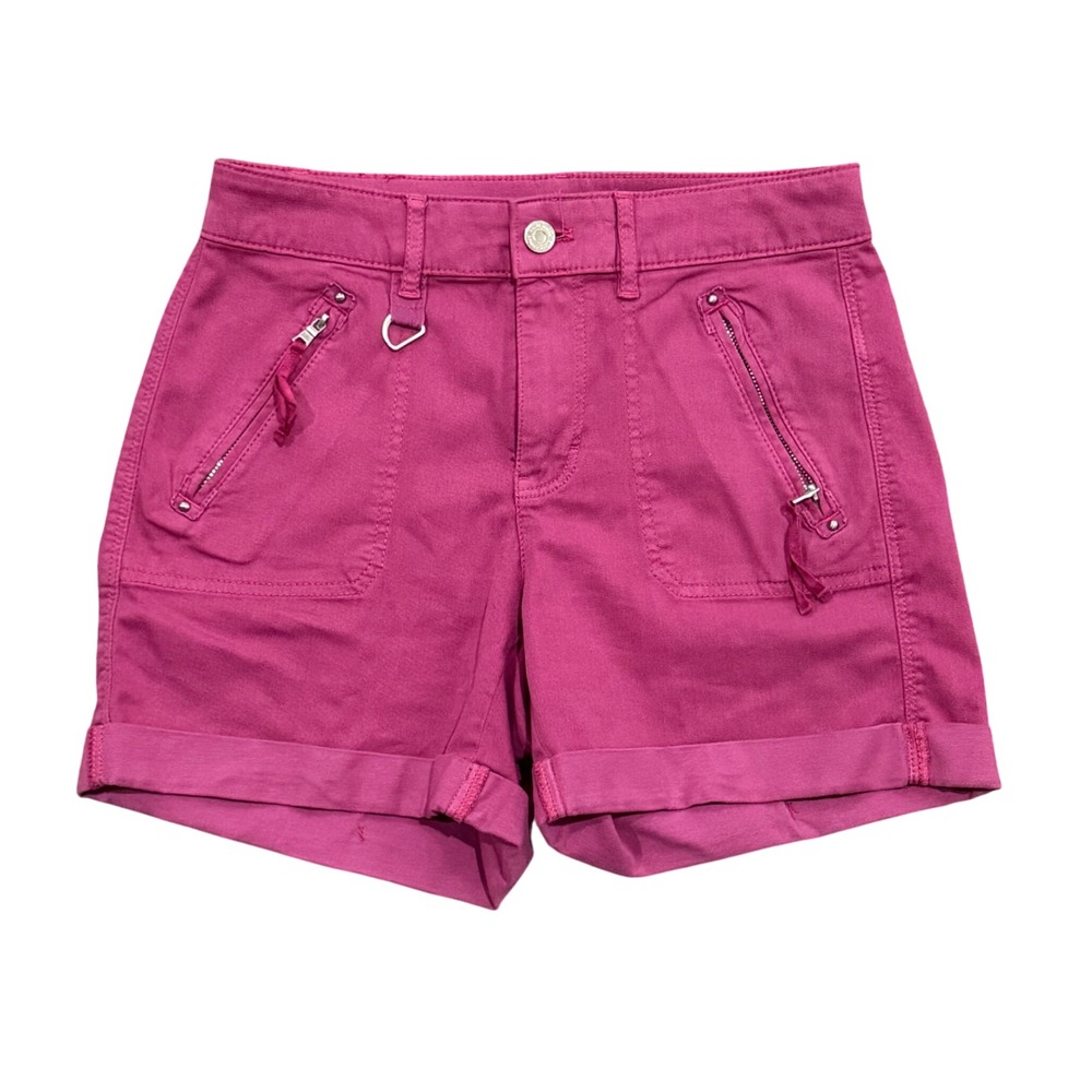 White House Black Market The Short Magenta Cuffed Utility Shorts Size 00